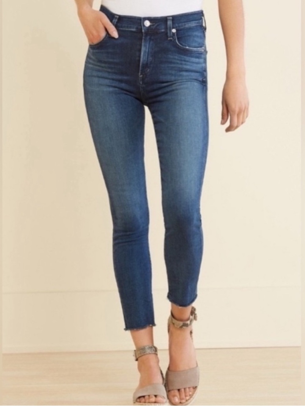 AGOLDE Sophie wash High Rise Raw Hem Crop Skinny Denim Jeans Size 28